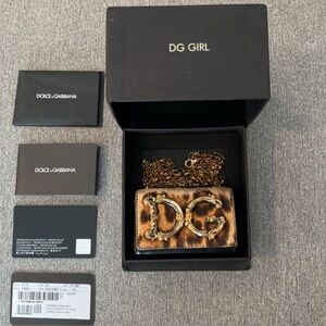 Dolce & Gabbana Animal Print Wallet with Gold Chain